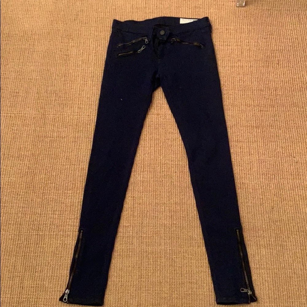 Navy blue rag & bone skinny zipper jeans
